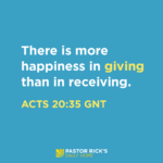 Joy Comes From Generosity
